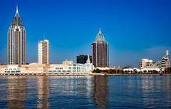 Mobile Bay with city skyline